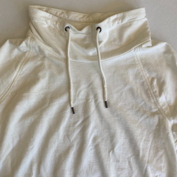 James Perse White Drawstring Funnel-Neck Hooded Sweatshirt Size 0 - Picture 2 of 10